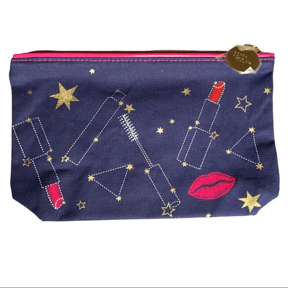 NWOT Estée Lauder Stars Lipstick Kisses Makeup Bag Cosmetic Case Blue Pink - Picture 4 of 5